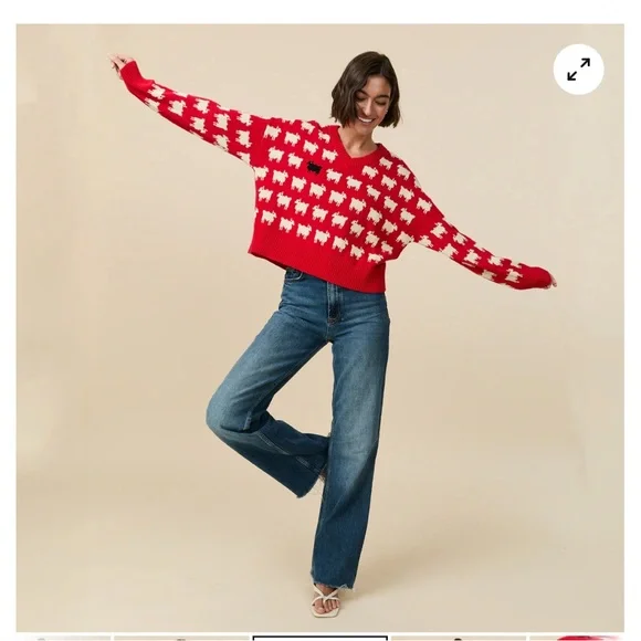 Rowing Blazers Red and White Sheep Sweater - Picture 1 of 7